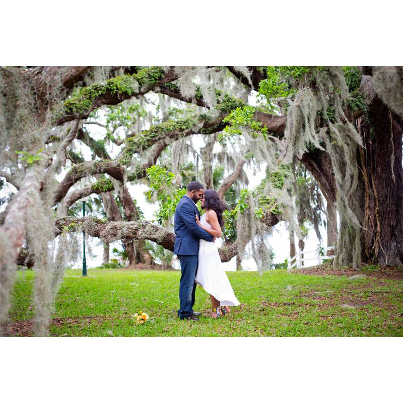 Golden Isles Georgia Couple Under Moss Tree 