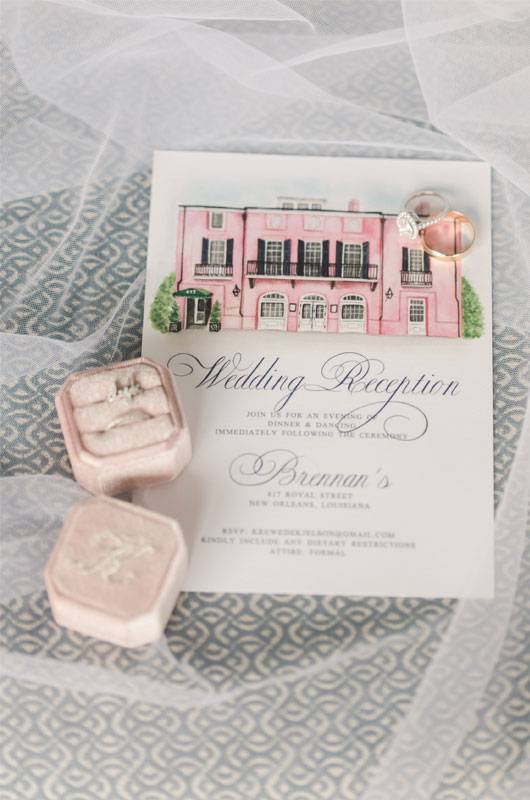 Diana Yovera & Michael Kjelsons New Orleans Real Wedding Reception Invitation