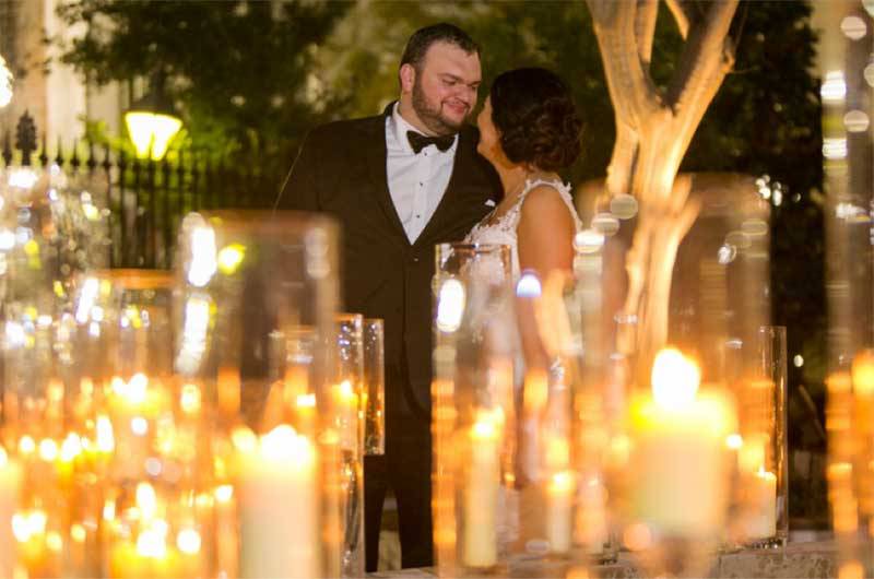 New Orleans Board of Trade Candles Wedding couple