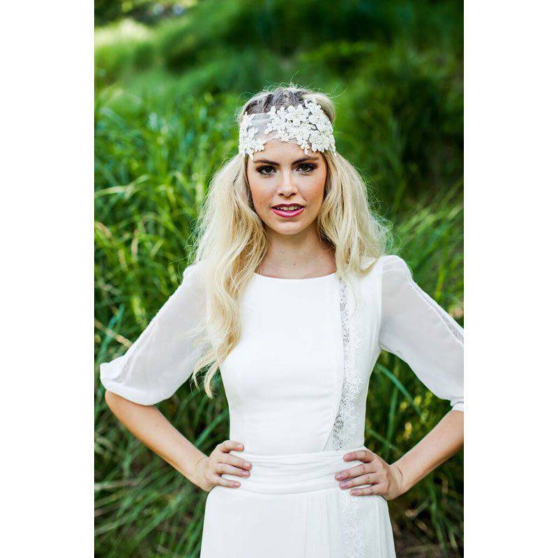 Janice Allen white flower headpiece