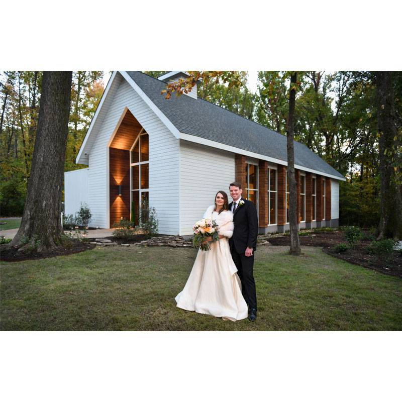 Gracelands Chapel In The Woods Bride And Groom In Front Of The Chapel