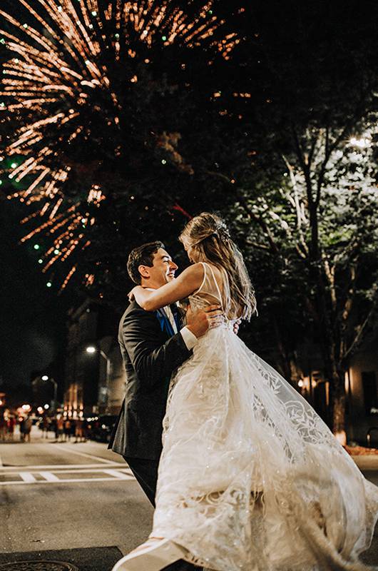 Andie Bailey Colin Batherson Couple With Fireworks