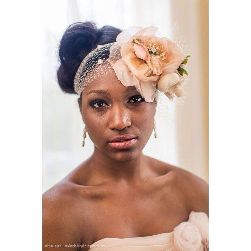 Janice Allen Peach Rose flower headpiece