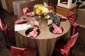 Elegant Chair Solutions table setting 1 Pink linens yellow centerpiece