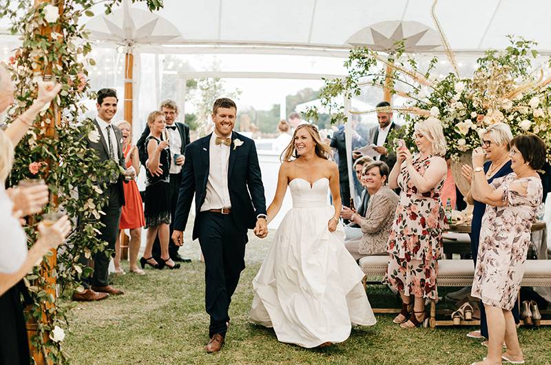 Brittany Knox And Tom Mueller Walking Into Reception
