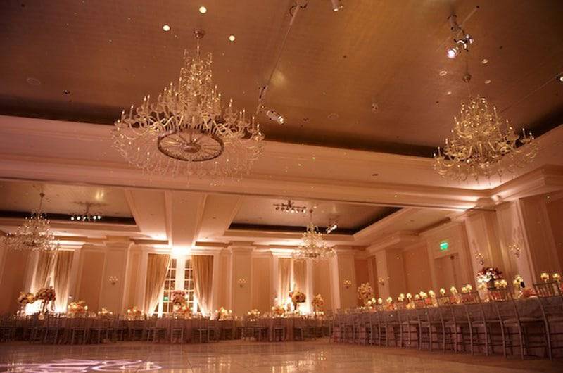Andy Beach and Co reception Hall ballroom Seating Chandeliers