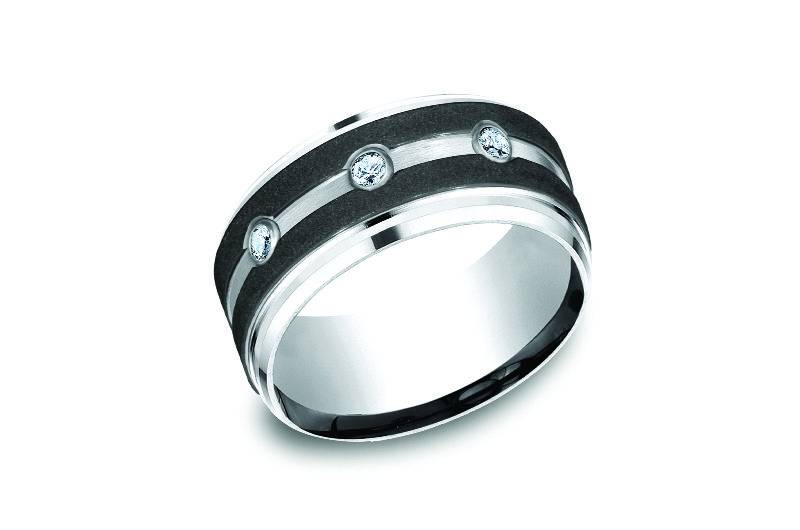 Benchmark Wedding Rings black band diamonds