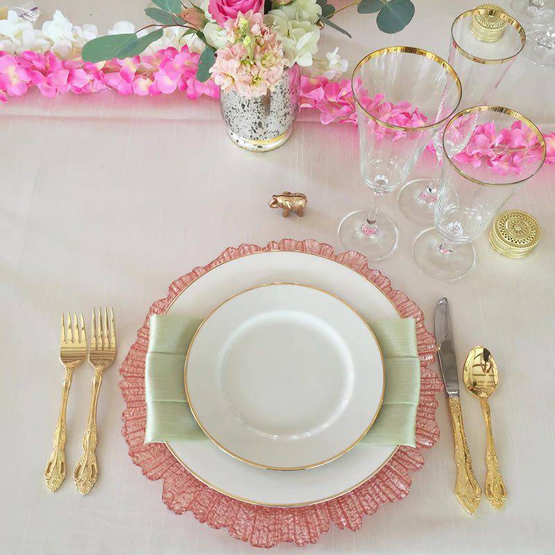 All Occasions Party Rentals Ceremony interior place setting gold silverware