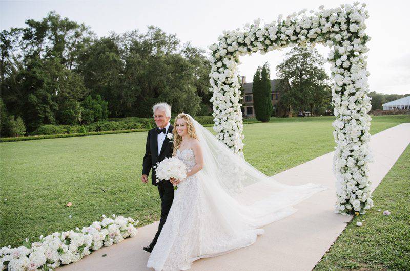 Tara Lipinski & Todd Kapostasy  wedding ceremony father of bride Aisle