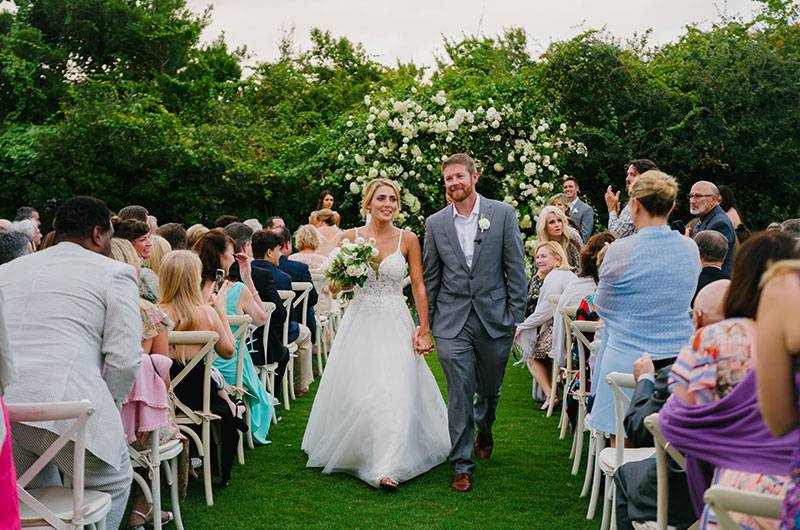 MacKenzie Paul And Scott Hess Alys Beach Florida Wedding Bride And Groom Walking Down The Aisle