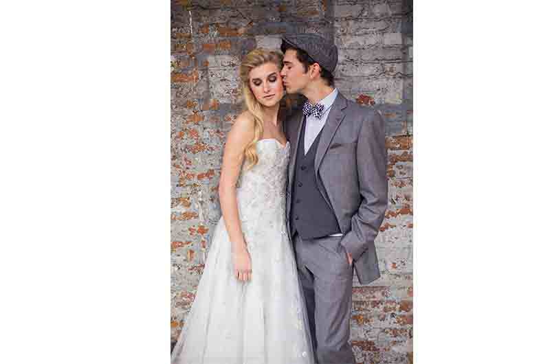 Annesdale Wedding and Events Mansion exposed brick couple kissing 