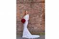 Bella Blooms Floral Bride with red rose bouquet Long Dress