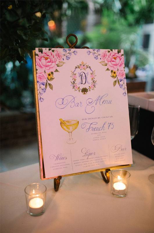 Diana Yovera & Michael Kjelsons New Orleans Real Wedding Brennans Bar Menu