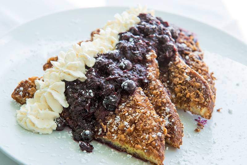 Bagatelle Restaurant Blueberry And Pecan Crusted French Toast