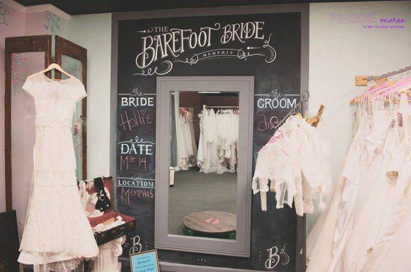 The Barefoot Bride bride wall Wedding dress hanging chalkboard wall