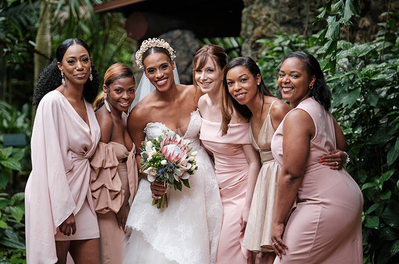 Arielle Clay & Steve Potea Bride And Bridesmaids In Garden