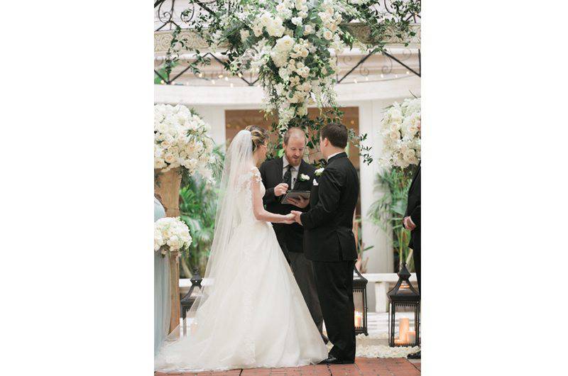 Bella Blooms Floral Wedding Ceremony Hanging white roses