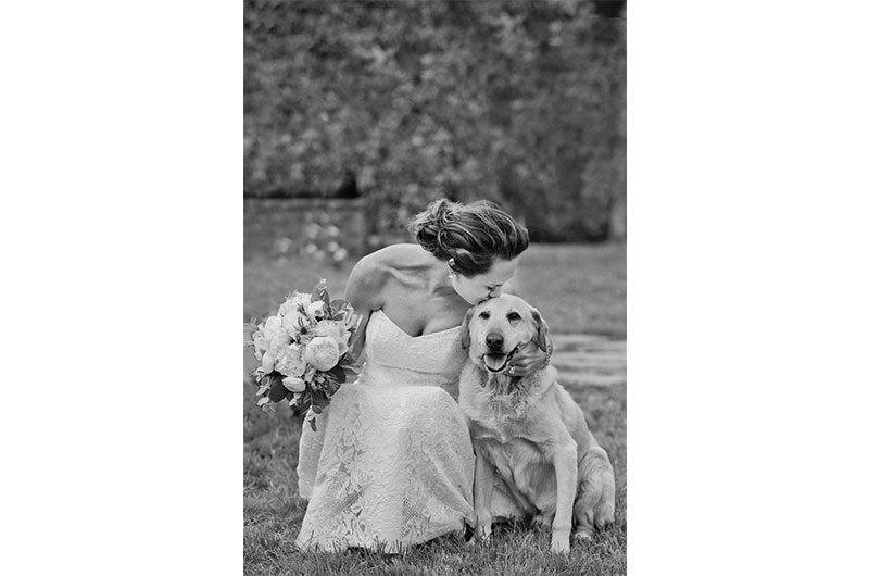 fete Nashville bride and dog black and white