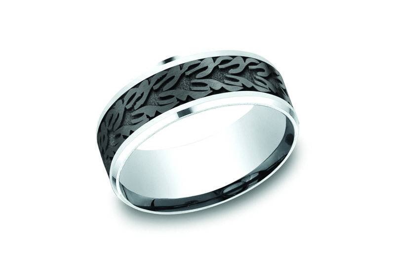 Benchmark Wedding Rings black middle pattern