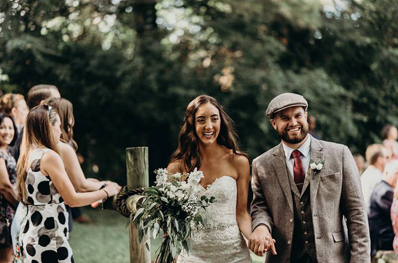 Kelcey Leshinksi And Nate George Coupe Walking Down Aisle