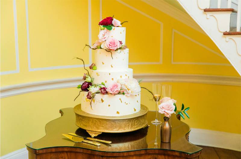 Kristin Almond & Jay Brown Wedding Cake With Roses