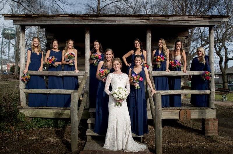 Shindigs by Sheril bridal party historic cabin in town square