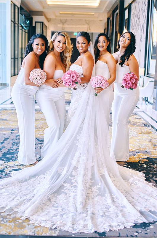 Rachel White & Tristan Thompson Luxury Hotel Wedding Bride With Bridesmaids