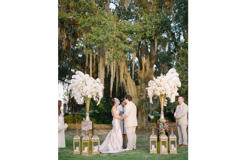 Bella Blooms Floral Cyprus Trees Wedding Ceremony Hanging Moss