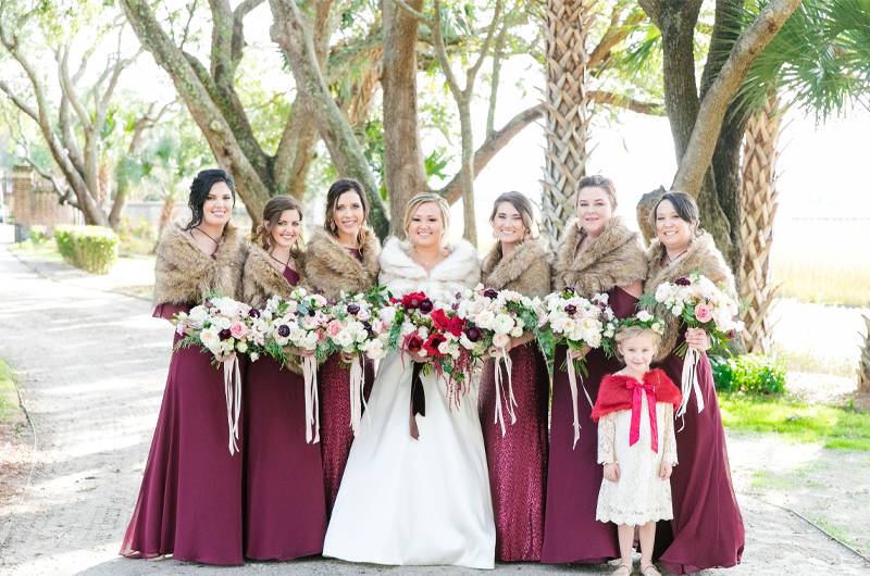 Kristin Almond & Jay Brown Bride And Bridesmaids Outside