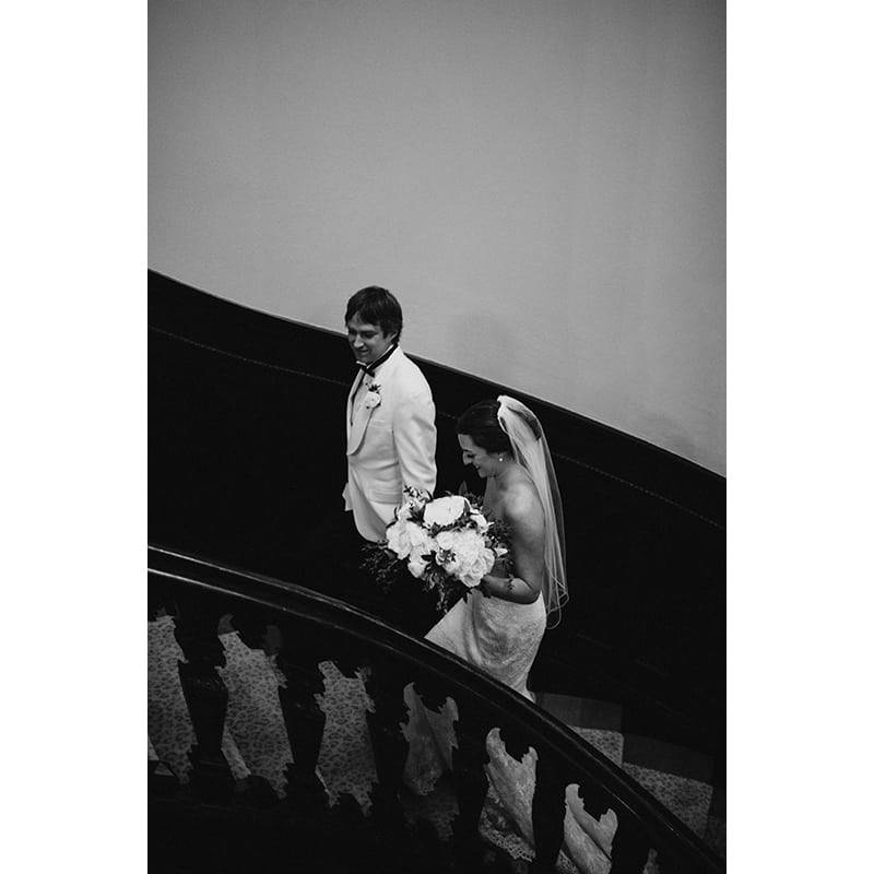 Maggie Paul Wedding Lookbook Slides Stairs B&W