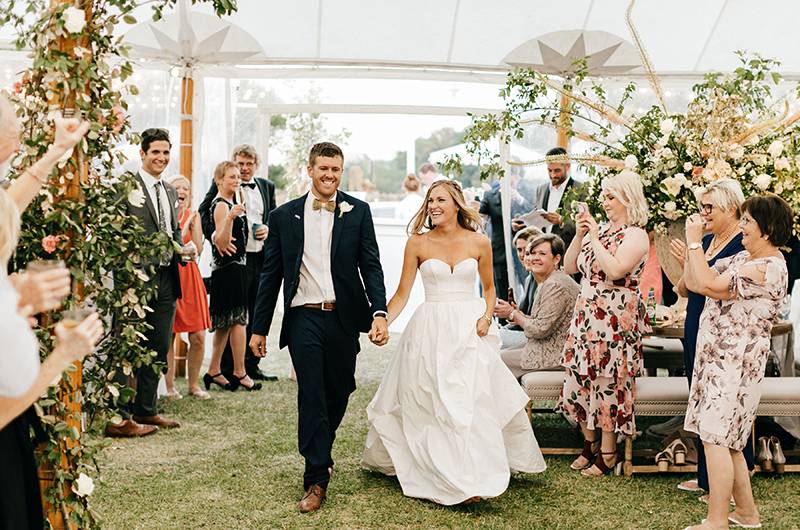 Brittany Knox And Tom Mueller Walking Into Reception
