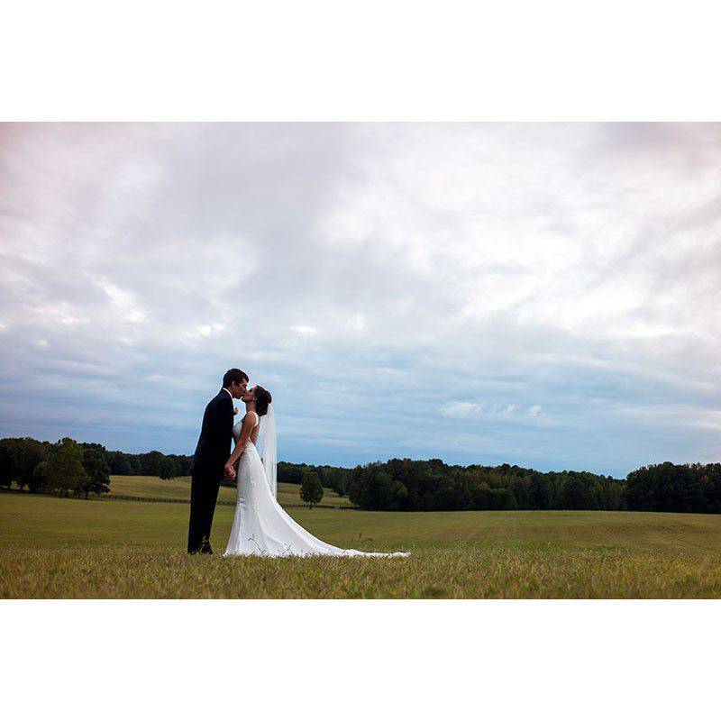 Lone Oaks Farm bride and groom field landscape portrait