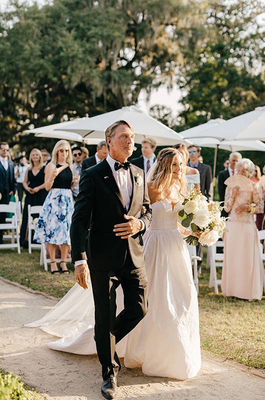 Brittany Knox And Tom Mueller Bride And Father Walking Down Aisle