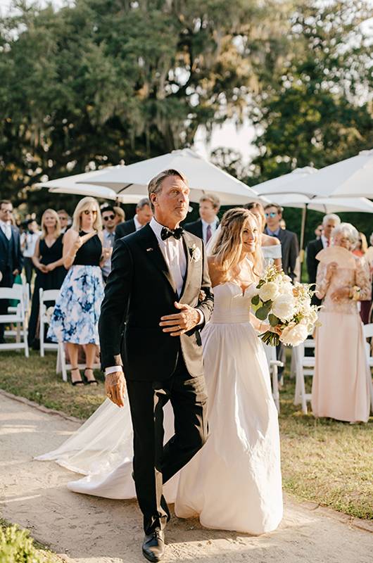 Brittany Knox And Tom Mueller Bride And Father Walking Down Aisle