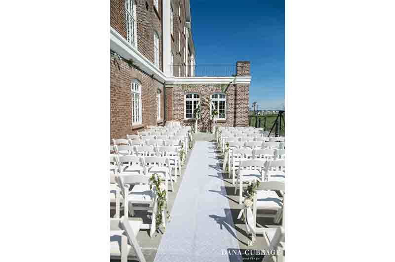 Historic Rice Mill white outdoor ceremony