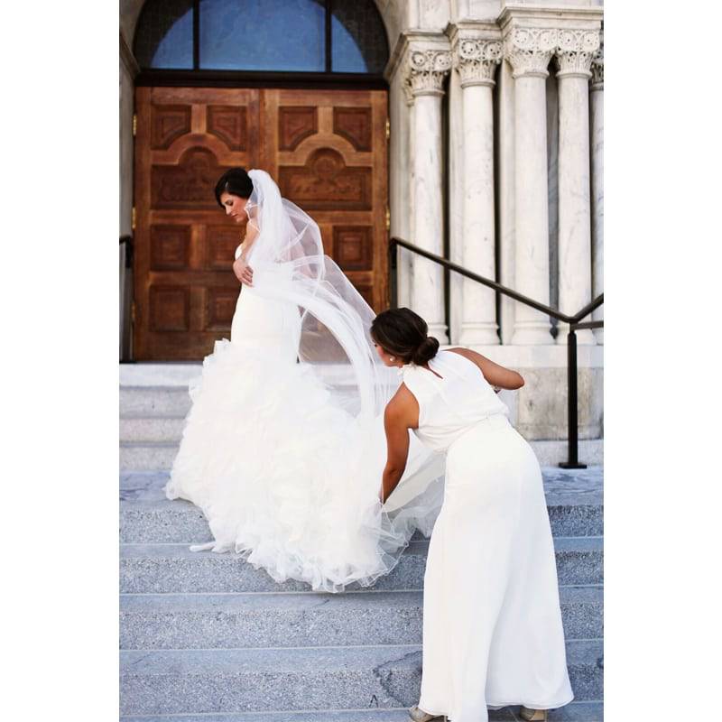 Tiffany Andrew Lee Bride Walking Up Stairs