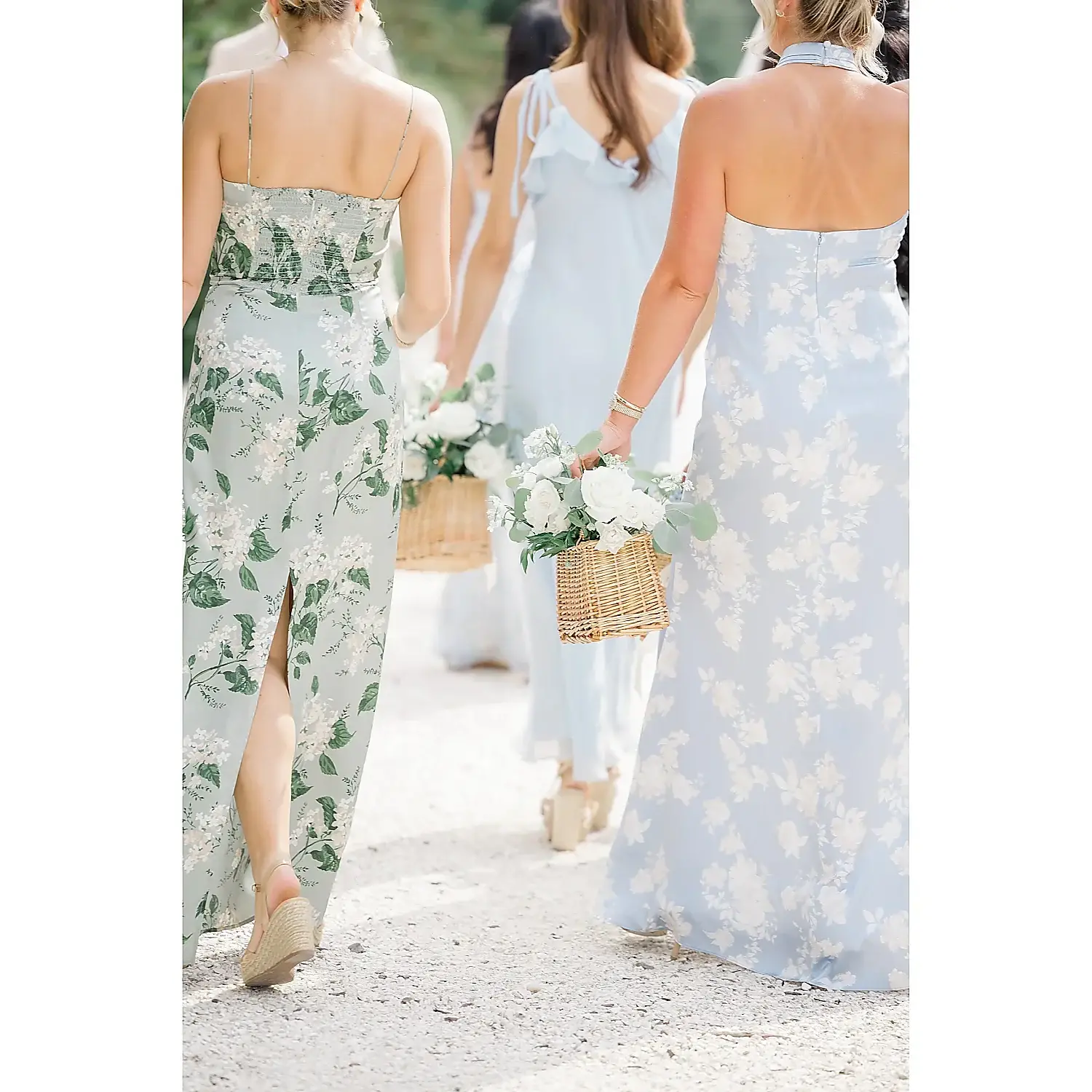 Susan Elizabeth Photography bridesmaids floral dresses walking Florida Wedding Photography