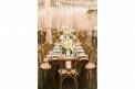 Shindigs by Sheril table reception dinner seating wooden chairs white rose flower arrangements