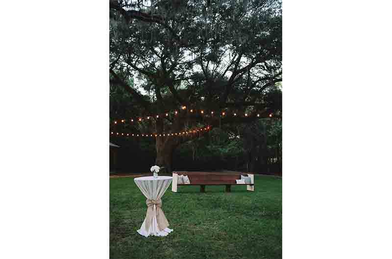 Wingate Plantation outdoor reception string lights