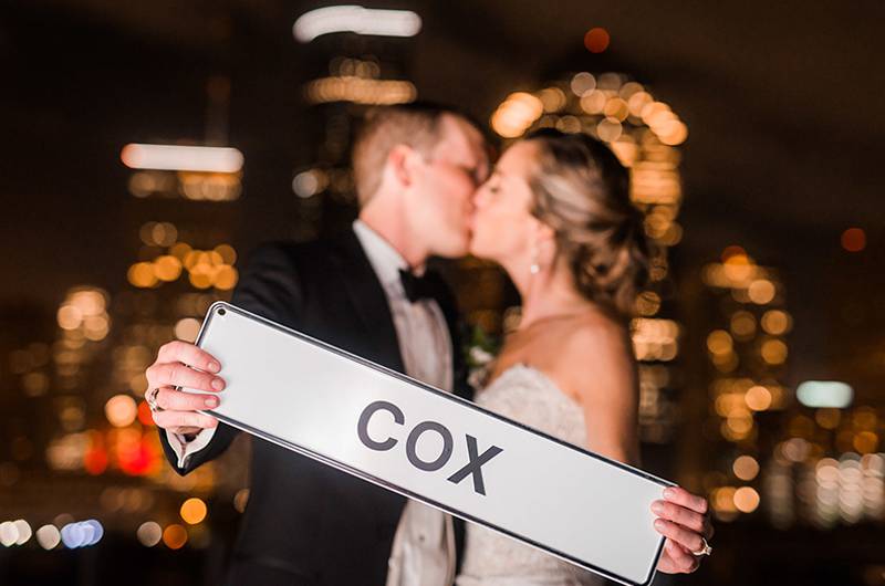 Kathryn Leona And Justin Stewart Cox Bride And Groom Cox Sign