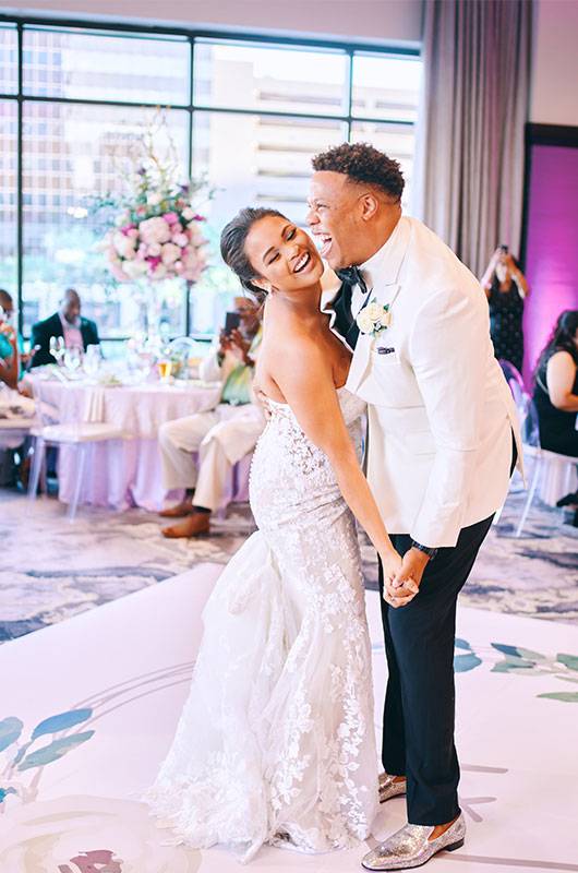 Rachel White & Tristan Thompson Luxury Hotel Wedding Bride And Groom Dancing At Reception