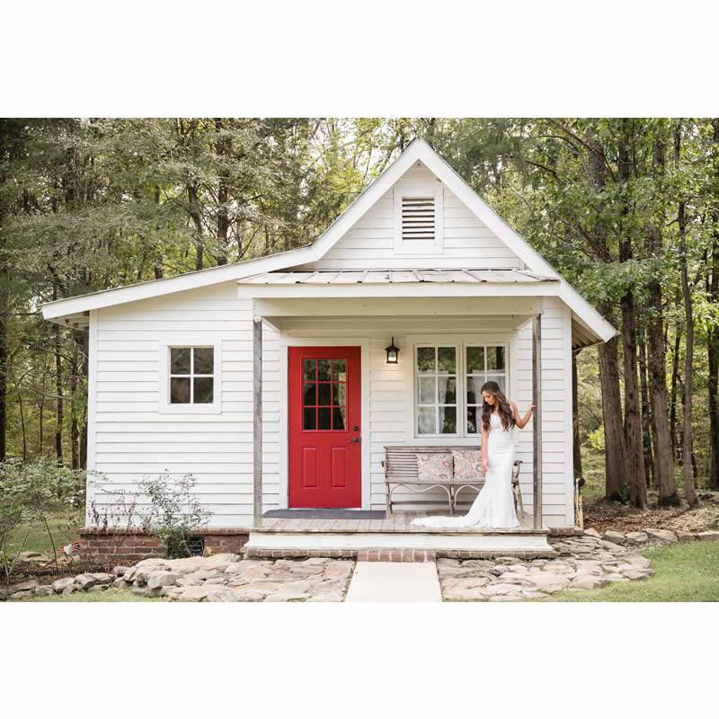 Brooke Raffanti Chase Smith Bride In Front Of House