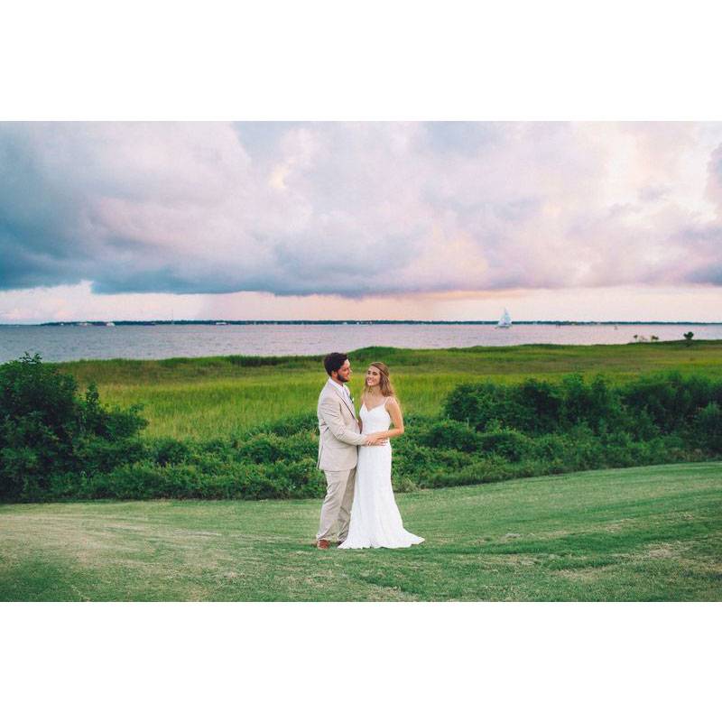 The Pavilion At Patriots Point Couple Infront Of Harbor