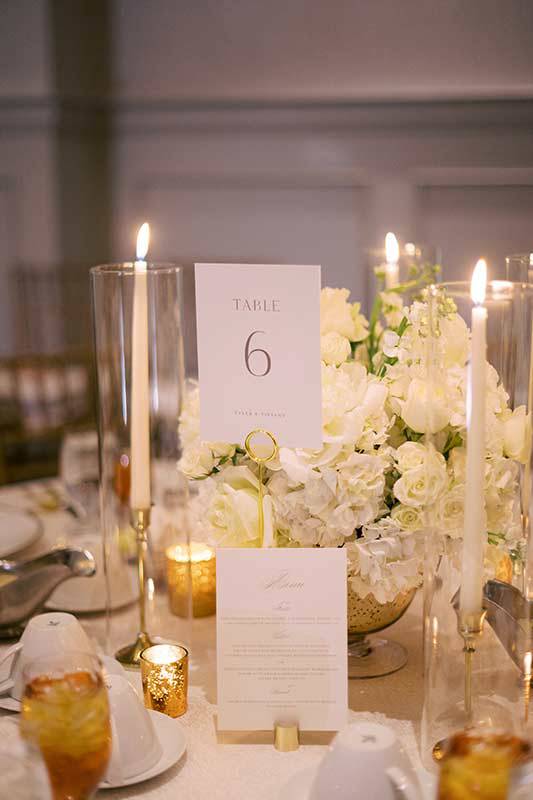 Tiffany Frangopoulos & Tyler Barnes Wed At A Timeless North Carolina Hotel Reception Table Details
