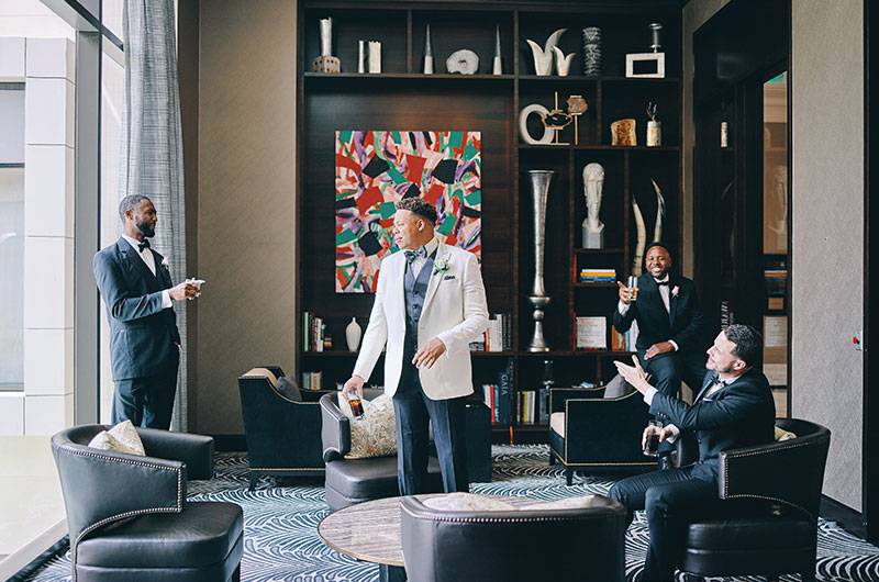 Rachel White & Tristan Thompson Luxury Hotel Wedding Groom And Groomsmen Getting Ready