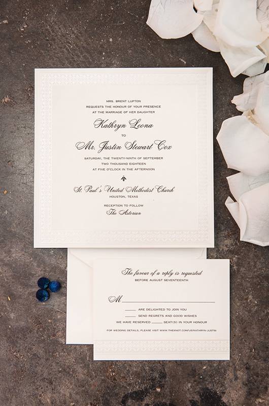 Kathryn Leona And Justin Stewart Cox Wedding Invitations